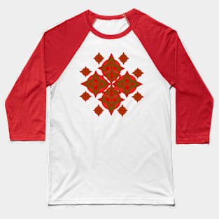 Red Brown Mandala Baseball T-Shirt